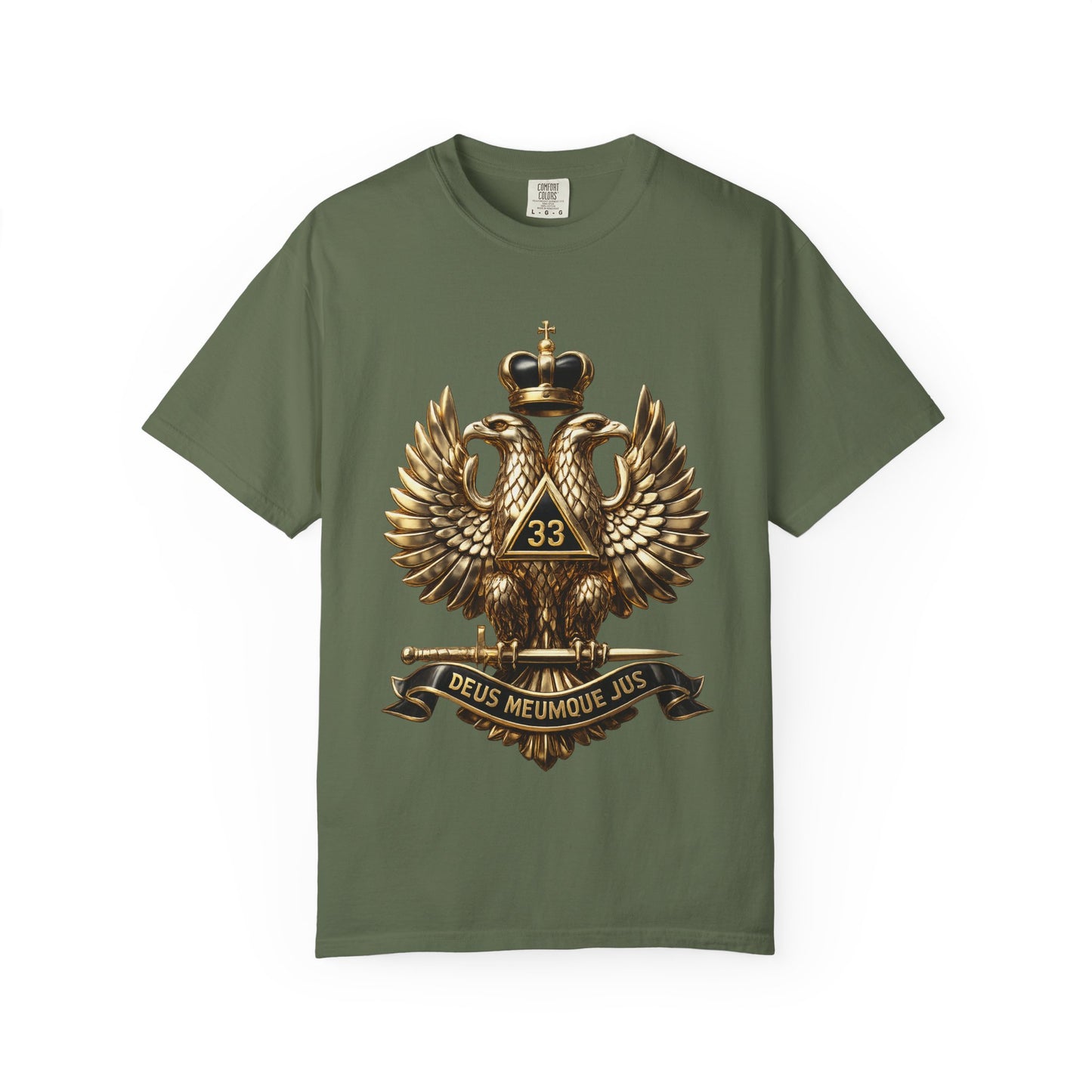 Masonic Double-Headed Eagle T-Shirt — 'Deus Meumque Jus' 33 Crest