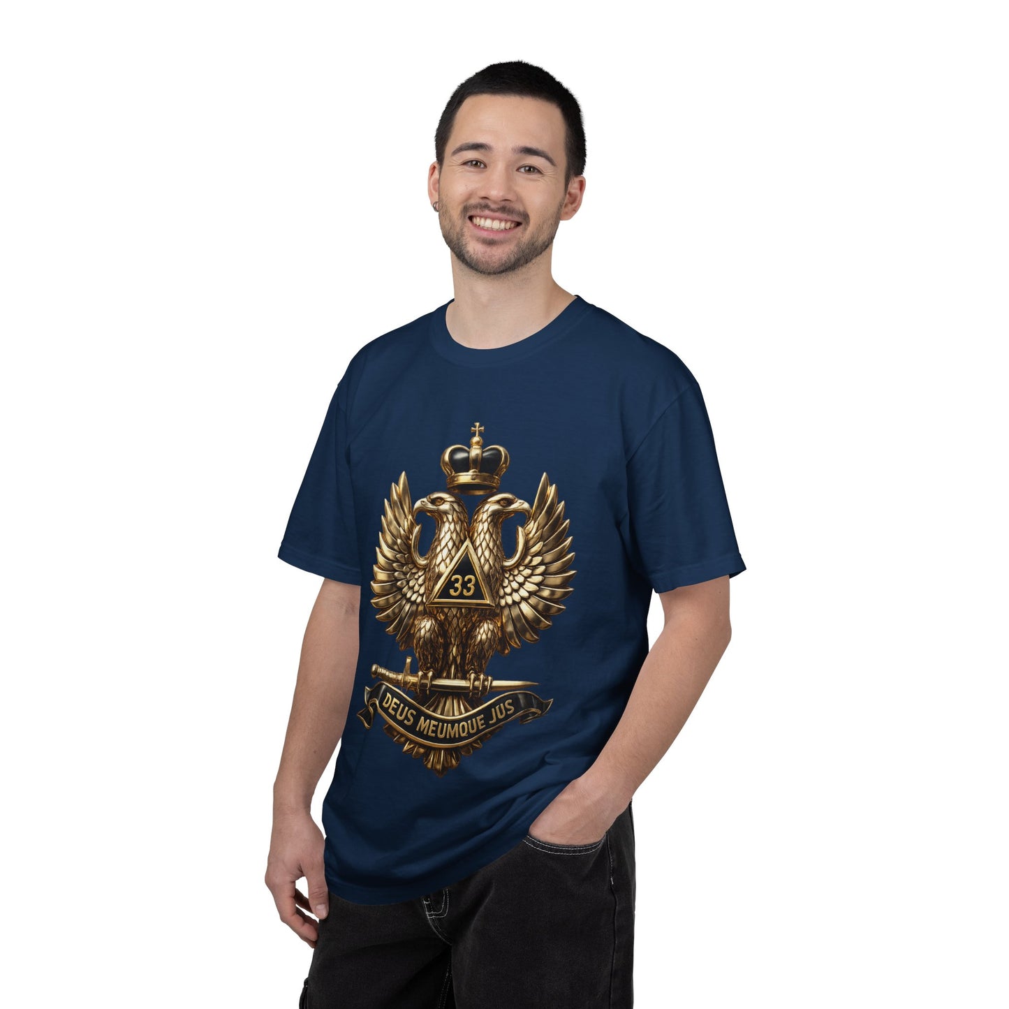 Masonic Double-Headed Eagle T-Shirt — 'Deus Meumque Jus' 33 Crest