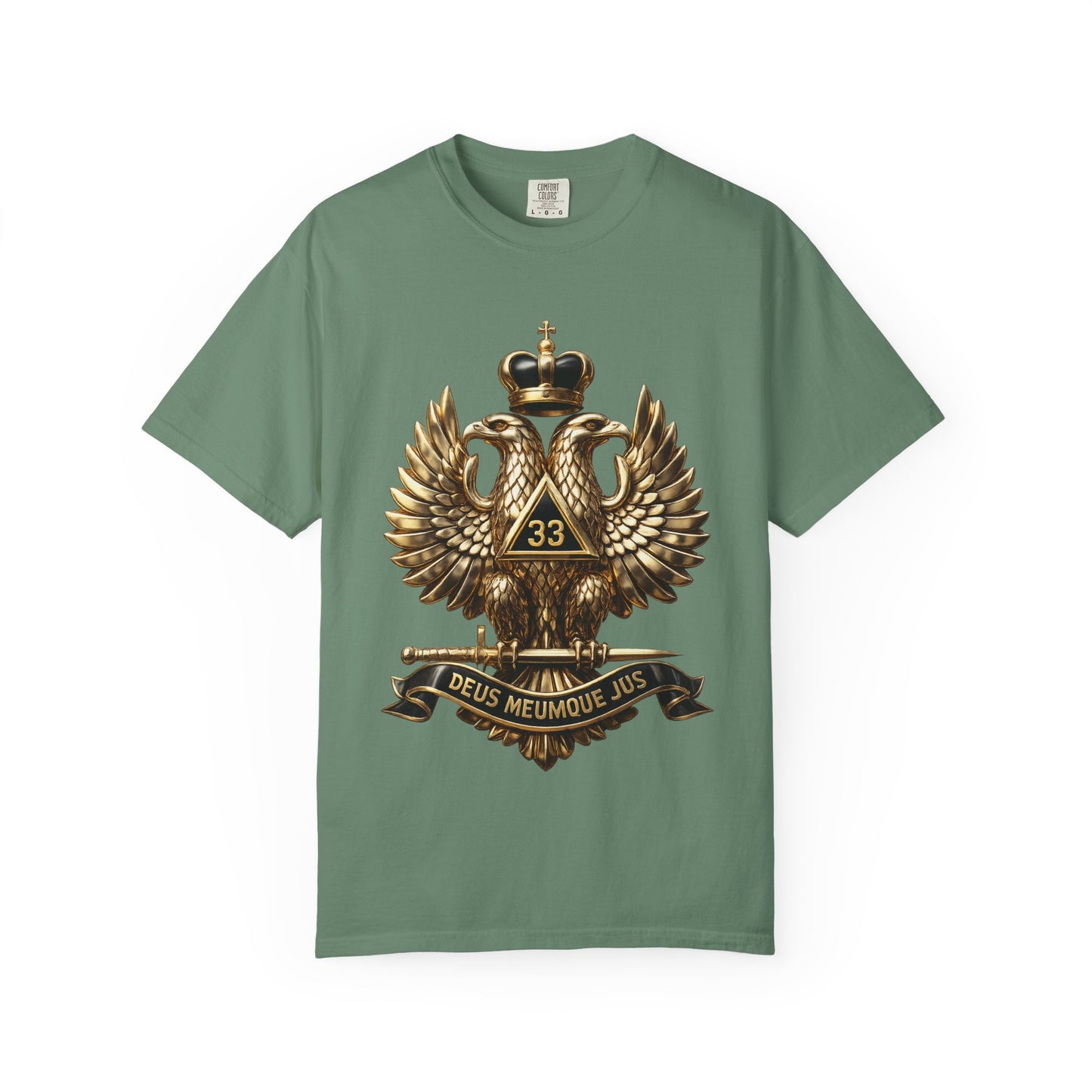 Masonic Double-Headed Eagle T-Shirt — 'Deus Meumque Jus' 33 Crest